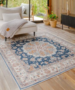 Square outdoor rug vintage - Valenca Nova gold/blue - sfeer, thumbnail