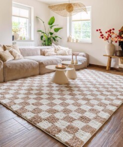Checkerboard rug - Check ivory/beige - sfeer, thumbnail