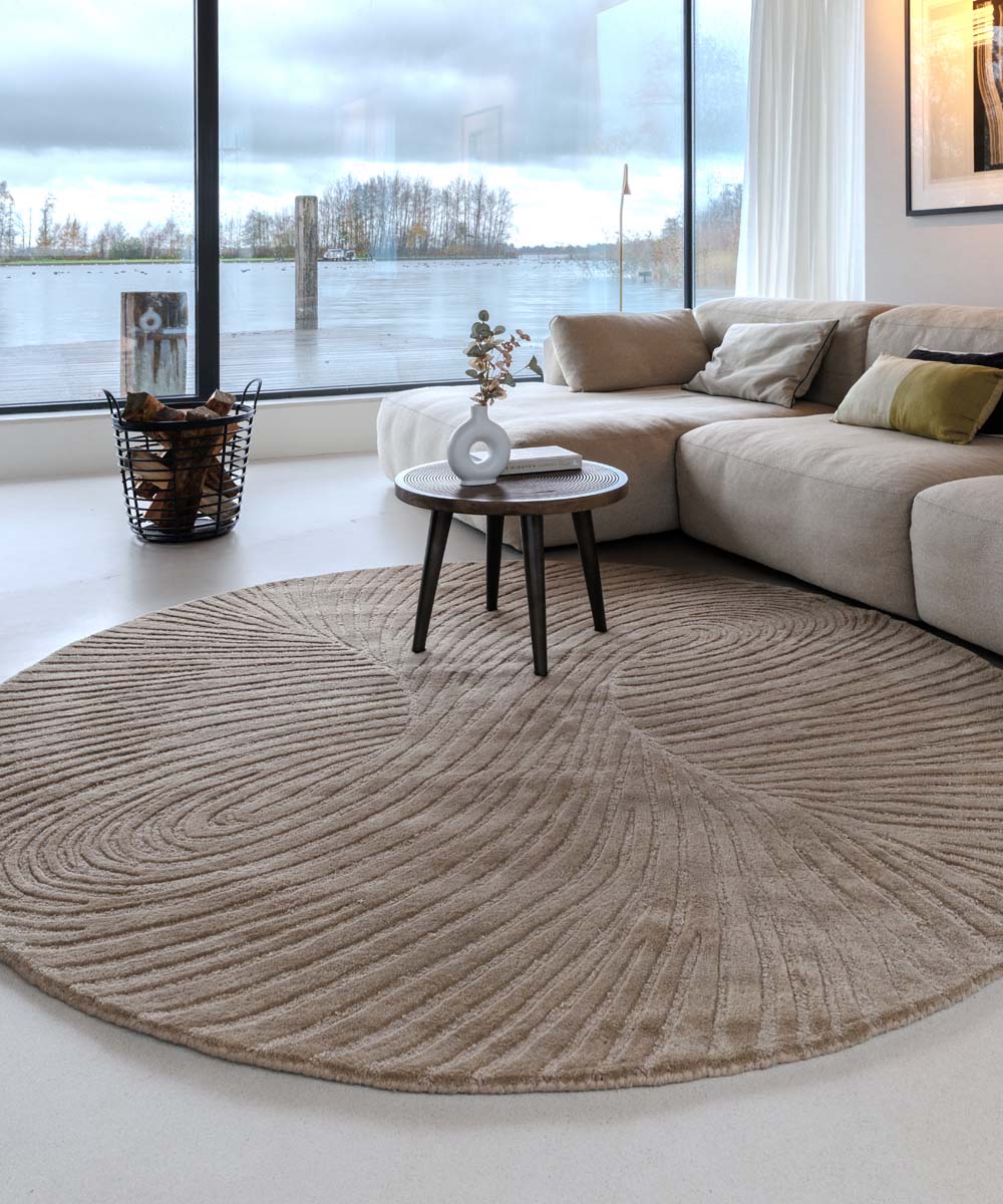 Round rug design - Balans Tree beige - sfeer Round rug design - Balans Tree beige - sfeer