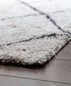 Square berber rug - Artisan Ouar white/grey - close up, thumbnail