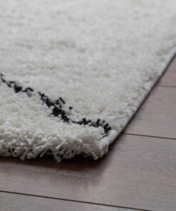 Square berber rug - Artisan Atla white/black - close up, thumbnail