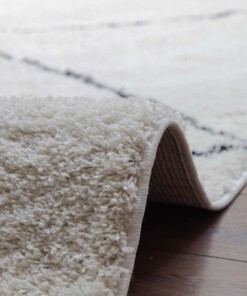Square berber rug - Artisan Atla white/black - close up, thumbnail