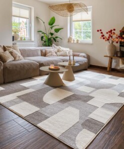 Japandi rug - Ridge Elv cream/grey - sfeer, thumbnail