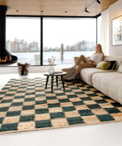 Jute rug - Patch natural/green - sfeer