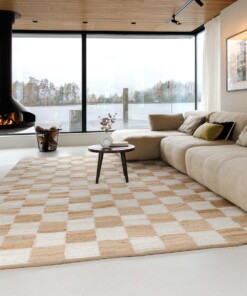 Jute rug - Patch natural/white - sfeer