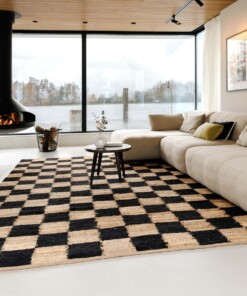 Jute rug - Patch natural/black - sfeer