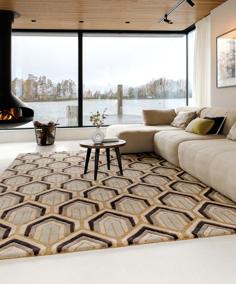 Modern rug - Skulptur mustard yellow - sfeer Modern rug - Skulptur mustard yellow - sfeer