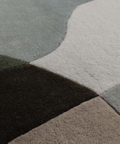 Organic wool rug - Dune green - close up, thumbnail