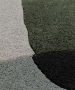 Round wool rug - Dune green - close up, thumbnail