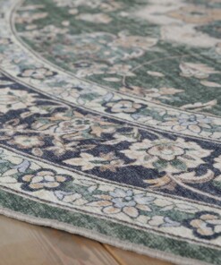 Vintage outdoor rug​ round - Valenca Nova dark green - close up, thumbnail