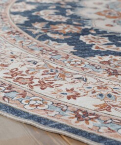 Vintage outdoor rug​ round - Valenca Nova gold/blue - close up, thumbnail