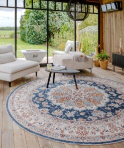 Vintage outdoor rug​ round - Valenca Nova gold/blue - sfeer