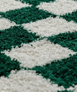 Round checkerboard rug - Check ivory/jade - close up, thumbnail