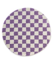 Round checkerboard rug - Check ivory/lilac - overzicht, thumbnail