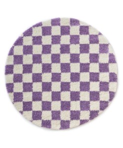 Round checkerboard rug - Check ivory/lilac - overzicht