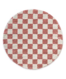 Round checkerboard rug - Check ivory/pink - overzicht, thumbnail