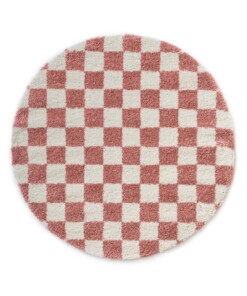 Round checkerboard rug - Check ivory/pink - overzicht
