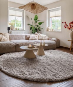 Round thick rug - Cozy Shaggy beige - sfeer