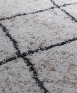 Round berber rug - Artisan Ouar white/grey - close up, thumbnail