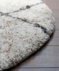 Round berber rug - Artisan Ouar white/grey - close up, thumbnail