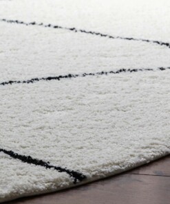 Round berber rug - Artisan Atla white/black - close up, thumbnail Round berber rug - Artisan Atla white/black - close up, thumbnail