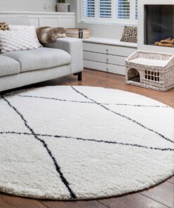 Round berber rug - Artisan Atla white/black - sfeer