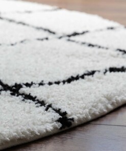 Round berber rug - Habitat white/black - close up, thumbnail