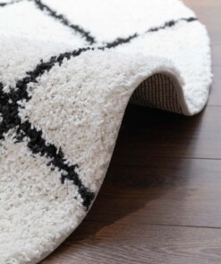 Round berber rug - Habitat white/black - close up, thumbnail
