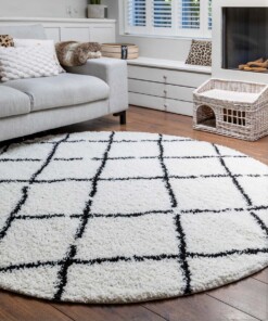 Round berber rug - Habitat white/black - sfeer