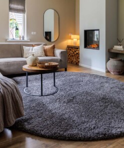 Round thick rug - Shaggy Grand dark grey - sfeer
