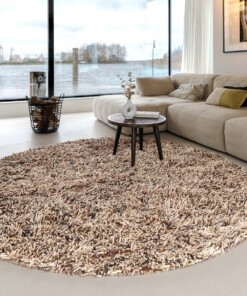 Round wool rug - Aurelia cream/brown - sfeer