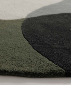 Round wool rug - Dune green - close up, thumbnail