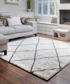 Square berber rug - Artisan Ouar white/grey - sfeer