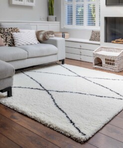 Square berber rug - Artisan Atla white/black - sfeer