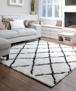 Square berber rug - Habitat white/black - sfeer, thumbnail