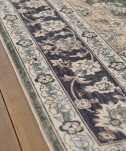 Outdoor rug vintage - Valenca Nova dark green - close up, thumbnail