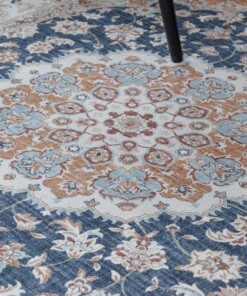 Outdoor rug vintage - Valenca Nova gold/blue - close up, thumbnail