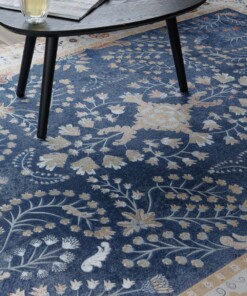 Outdoor rug vintage - Valenca Sera dark blue - close up, thumbnail