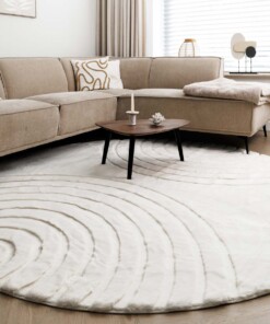 Round fluffy rug - Carvy cream - sfeer