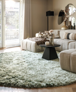 Round velvet rug - Auréa sage green - sfeer