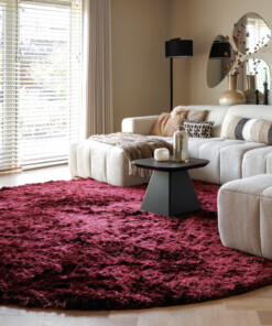Round velvet rug - Auréa burgundy - sfeer