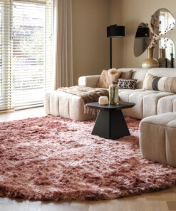 Round velvet rug - Auréa pink - sfeer