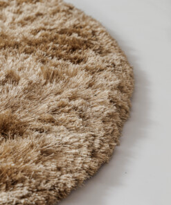 Round velvet rug - Auréa beige - close up, thumbnail