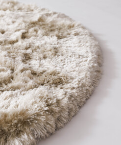 Round velvet rug - Auréa ivory - close up, thumbnail