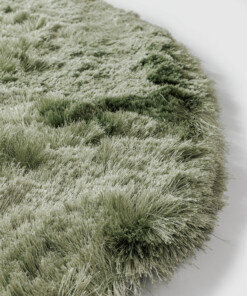 Round velvet rug - Auréa sage green - close up, thumbnail
