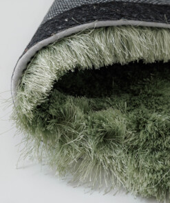Round velvet rug - Auréa sage green - close up, thumbnail