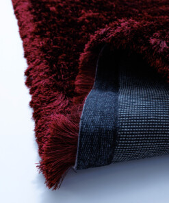 Velvet rug - Auréa burgundy - close up, thumbnail