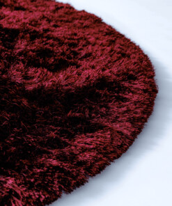 Round velvet rug - Auréa burgundy - close up, thumbnail