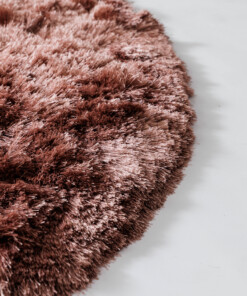 Round velvet rug - Auréa pink - close up, thumbnail