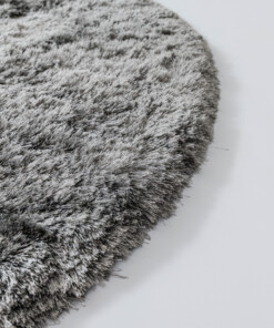 Round velvet rug - Auréa silver - close up, thumbnail